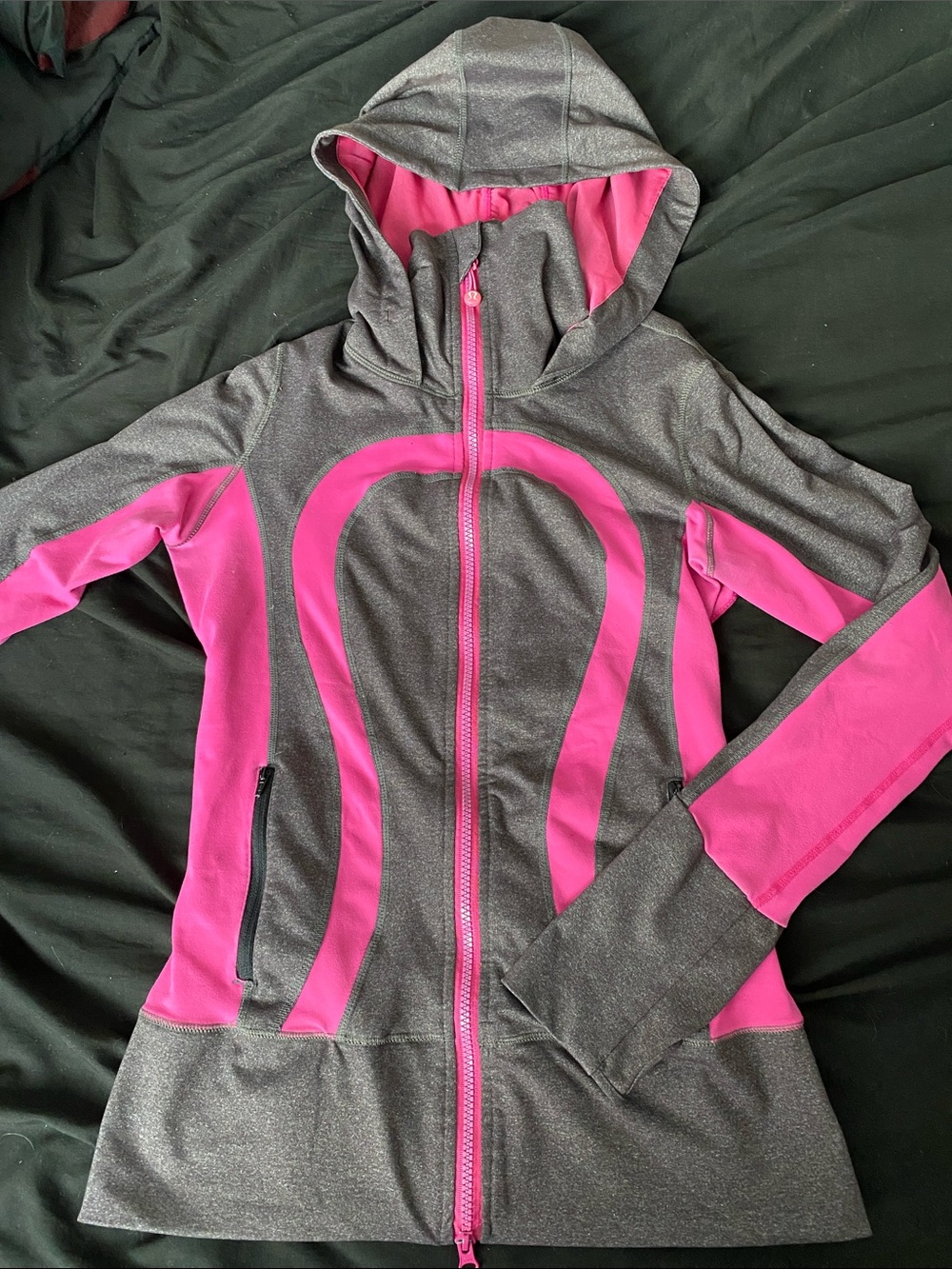 Vintage Y2K Grey and Bright Pink Lululemon Stride Jacket